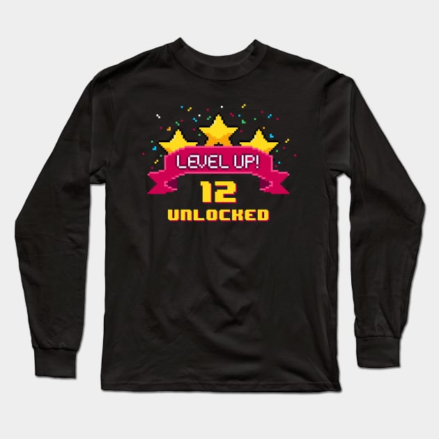 12th Birthday Level Up 12 years old unlocked Long Sleeve T-Shirt by opippi